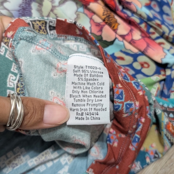 Johnny Was Prisma V-neck Kimono Sleeve Tunic Top Shirt Blouse Floral Flowers XL - Picture 4 of 6